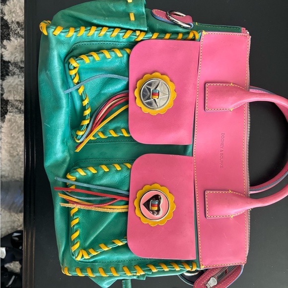 Dooney & Bourke Green and Pink Shoulder Bags - Picture 1 of 10